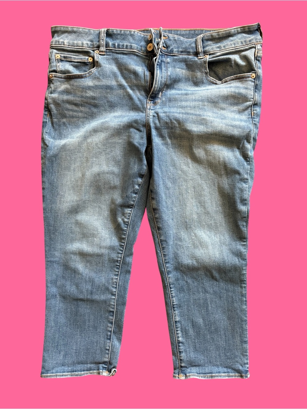 American Eagle Outfitters Light Blue Cropped Straight-Ankle Jeans